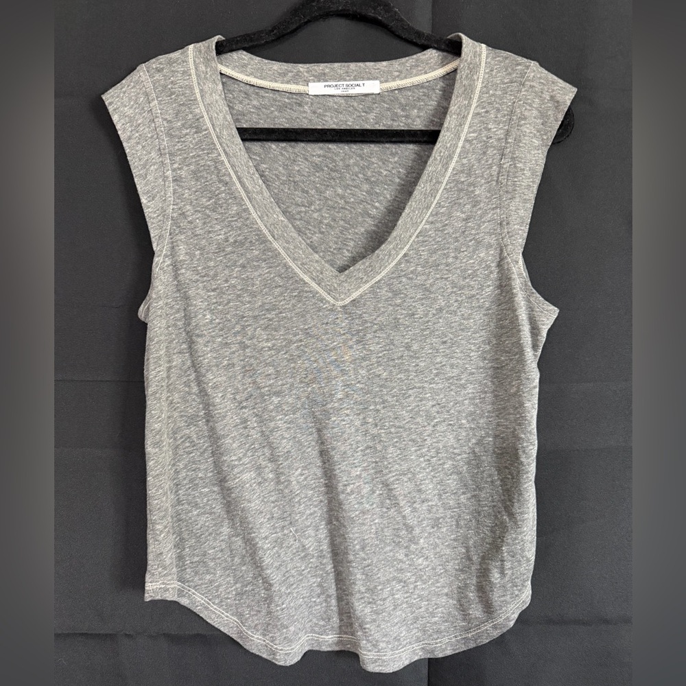 Project Social T Heather Gray V-Neck Tank Top